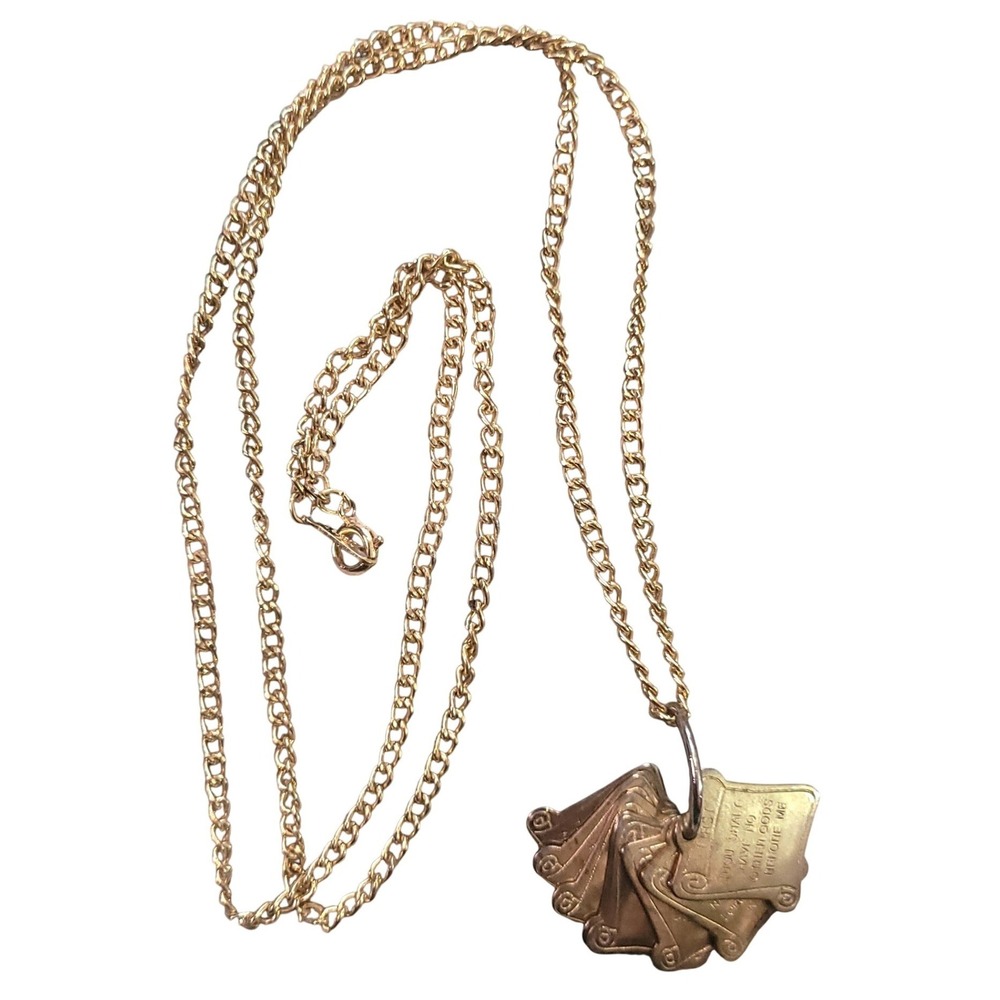 Claires Gold Tone Ten Commandments Charm Necklace Religious Biblical Chain Vtg